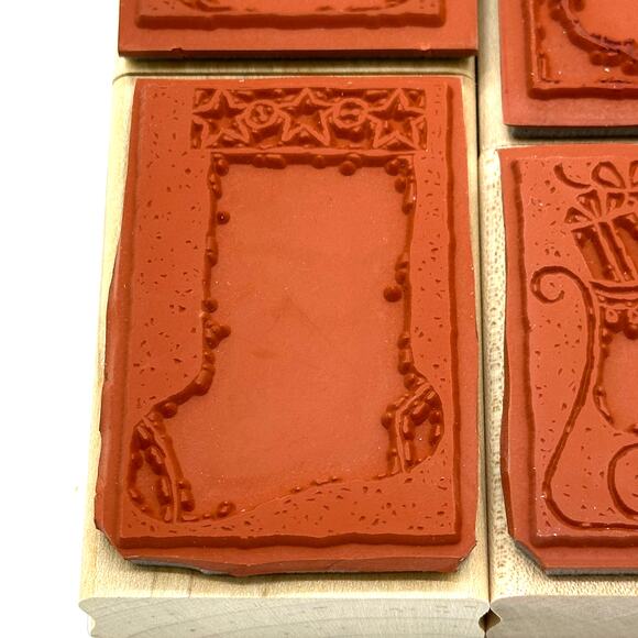 Stampin' Up! Holiday Woodcuts Rubber Stamps Christmas Sleigh Stocking Snowman - Picture 6 of 13